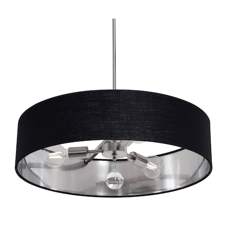 Afx Celine Pendant, 24 in., Satin Nickel Finish, Black/Silver Shade CLNP24MBSN-BKSL
